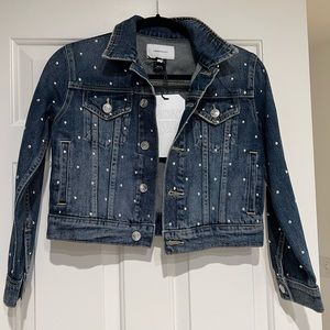 Current Elliot denim studded cropped jacket Size 0 fits XS/S NWT